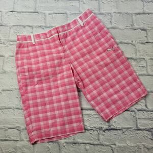 Puma Pink Bright Pink Gingham Bermuda Golf Shorts size 6